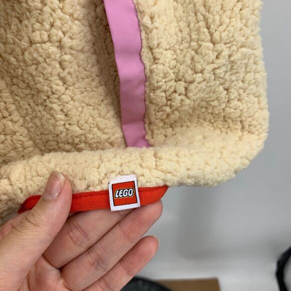 Lego Sweater Women S Small Cream Peony Target Sherpa Full Zip Mock Pocket Jacket - Picture 8 of 15